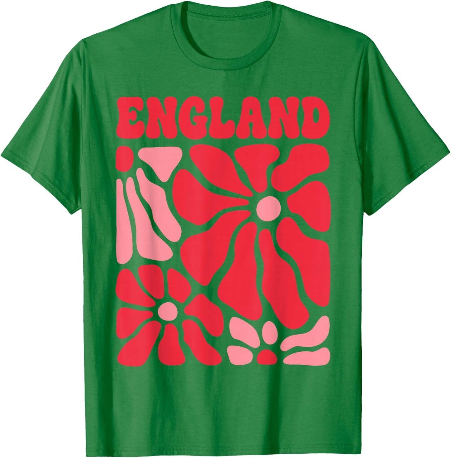 England Floral Boho Flowers Cute Retro Groovy English Girl T-Shirt - T-Shirt | Irish Green