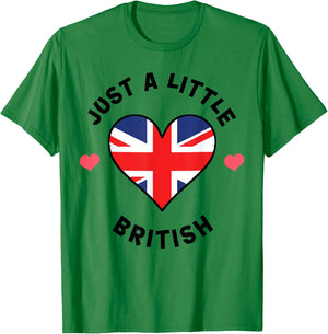 British Flag Heart Just A Little British UK T-Shirt - T-Shirt | Irish Green