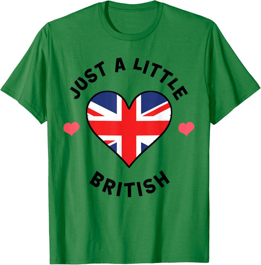 British Flag Heart Just A Little British UK T-Shirt - T-Shirt | Irish Green