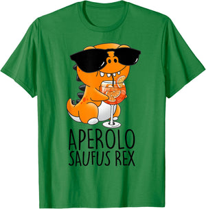 APEROLO SAUFUS REX X THEY SEE ME APEROLLIN' DINO WINE VINO , White T-Shirt - T-Shirt | Irish Green