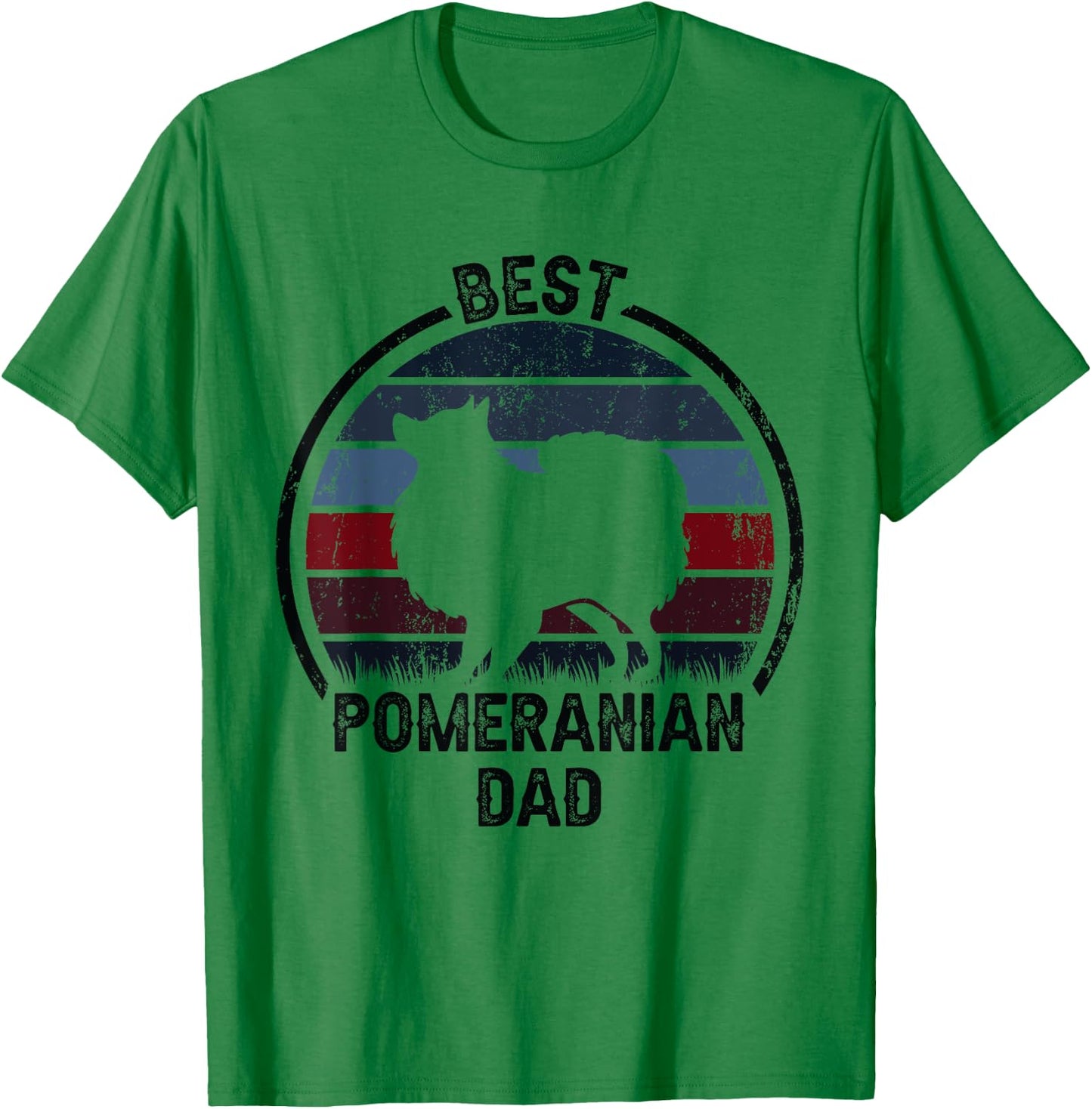 Best Dog Father Dad - Vintage Pom Pomeranian T-Shirt - T-Shirt | Irish Green