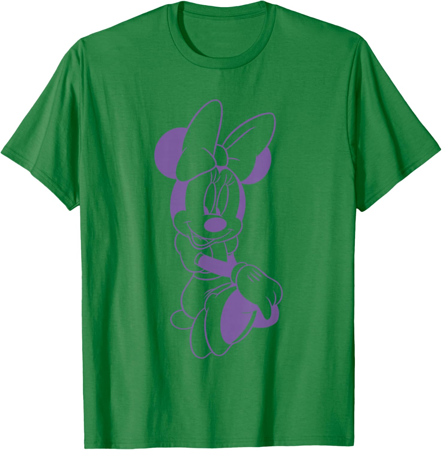 Disney Minnie Mouse Sitting Pose Purple Outline Portrait T-Shirt - T-Shirt | Irish Green