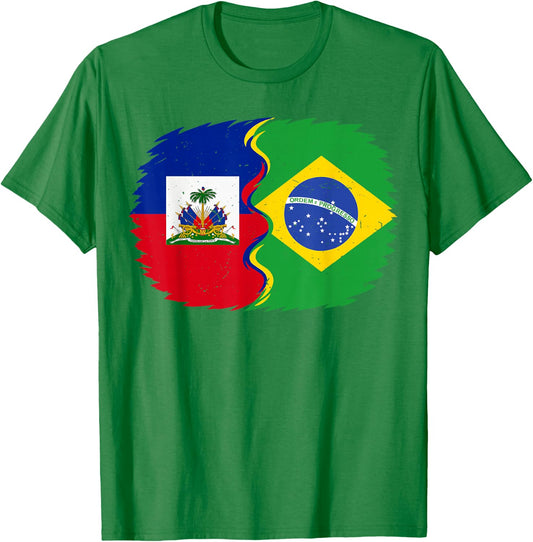 Toddler Haitian Half Haiti Flag Brazil Brazilian Men Women T-Shirt - T-Shirt | Irish Green
