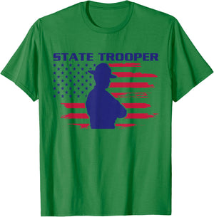 State Trooper American Flag, Highway Trooper, State Trooper T-Shirt - T-Shirt | Irish Green