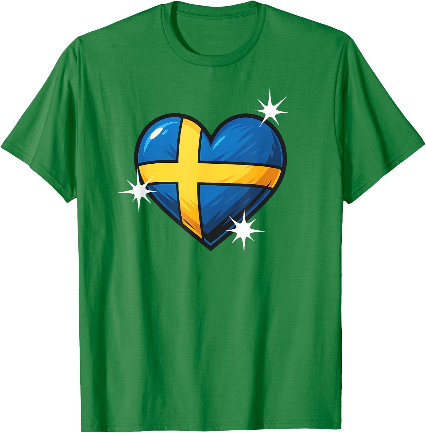 Drapeau suédois en forme de cœur pour femmes, hommes et enfants. Jaune et bleu Suède T-Shirt - T-Shirt | Irish Green
