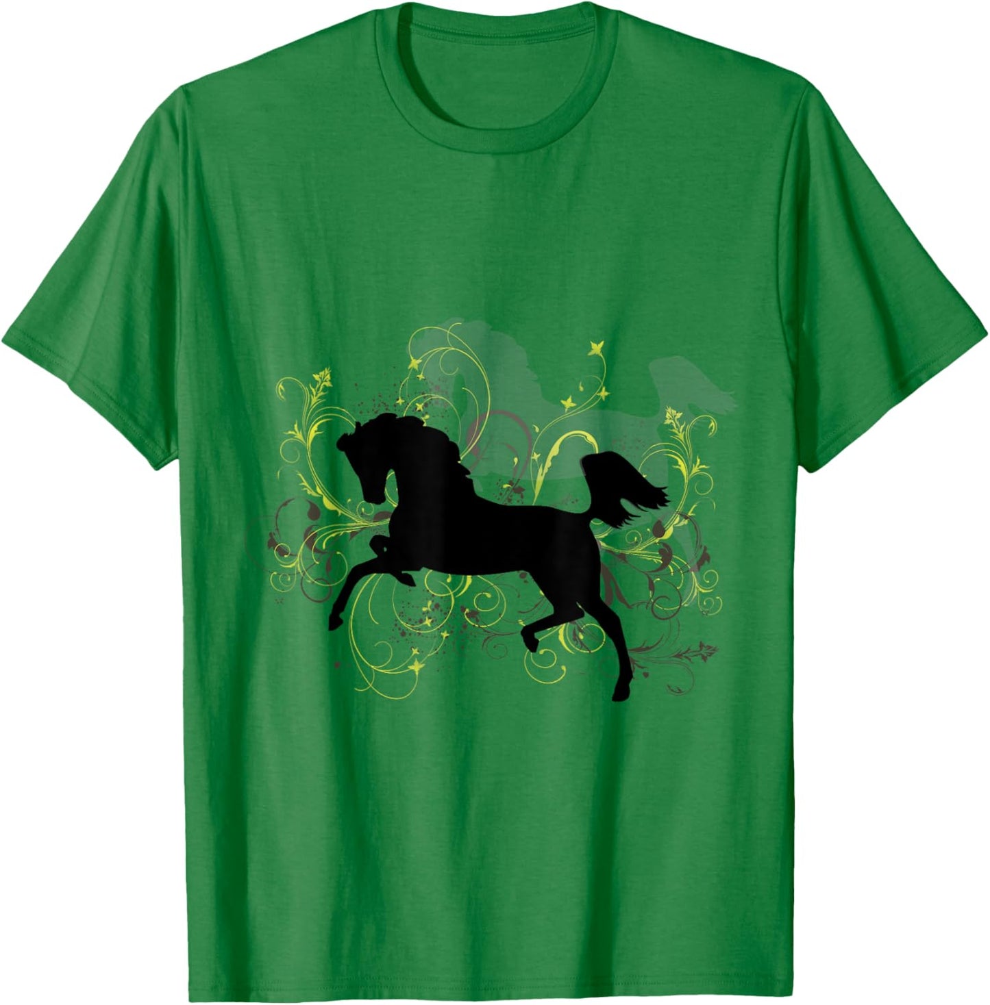 Leaping Arabian Horse with Pretty Flourish T-Shirt - T-Shirt | Irish Green