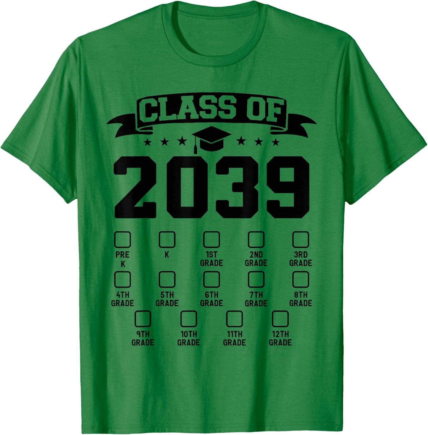 Class of 2039 Grow With Me Pre-K To 12th Grade Checklist T-Shirt - T-Shirt | Irish Green