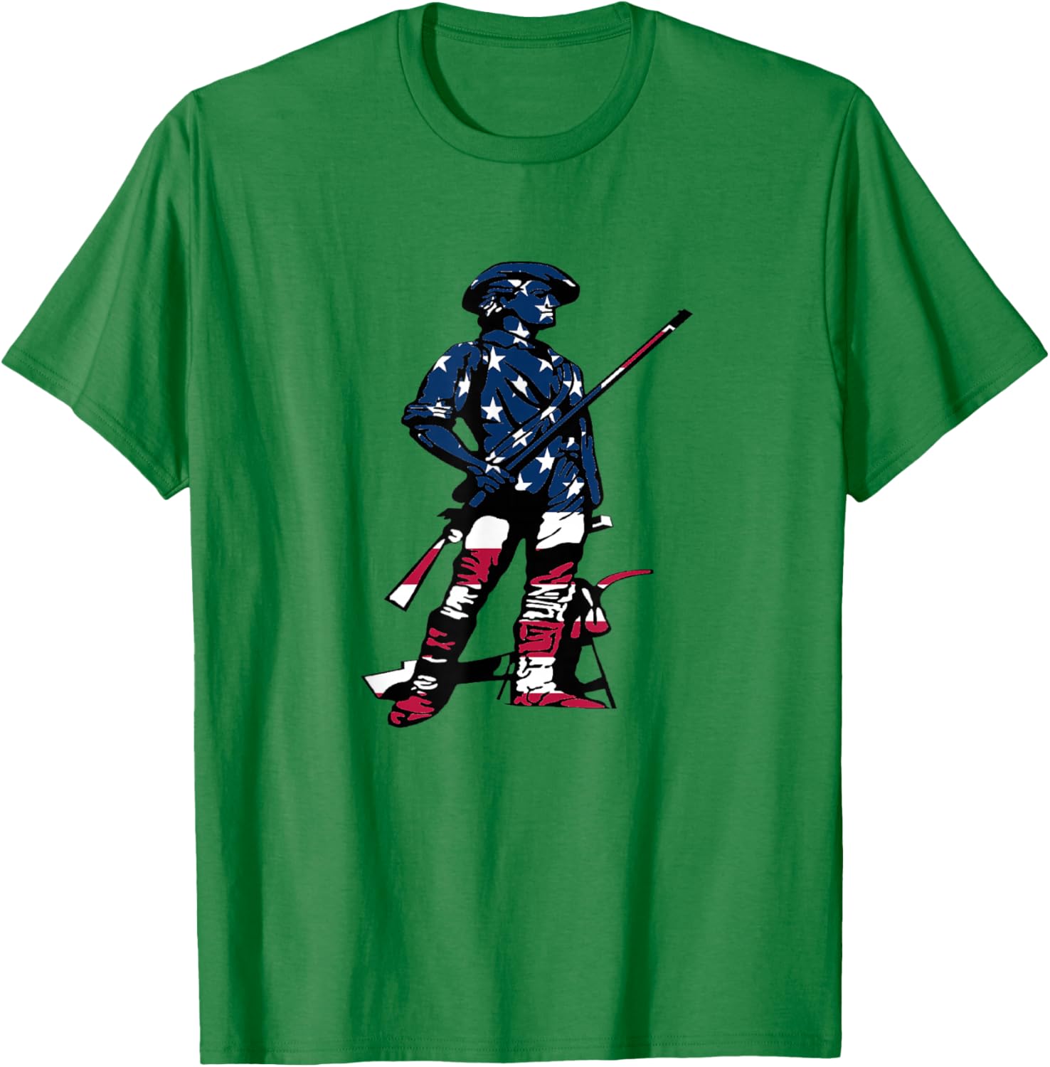 Minute Man Statue - American Flag Silhouette T-Shirt - T-Shirt | Irish Green
