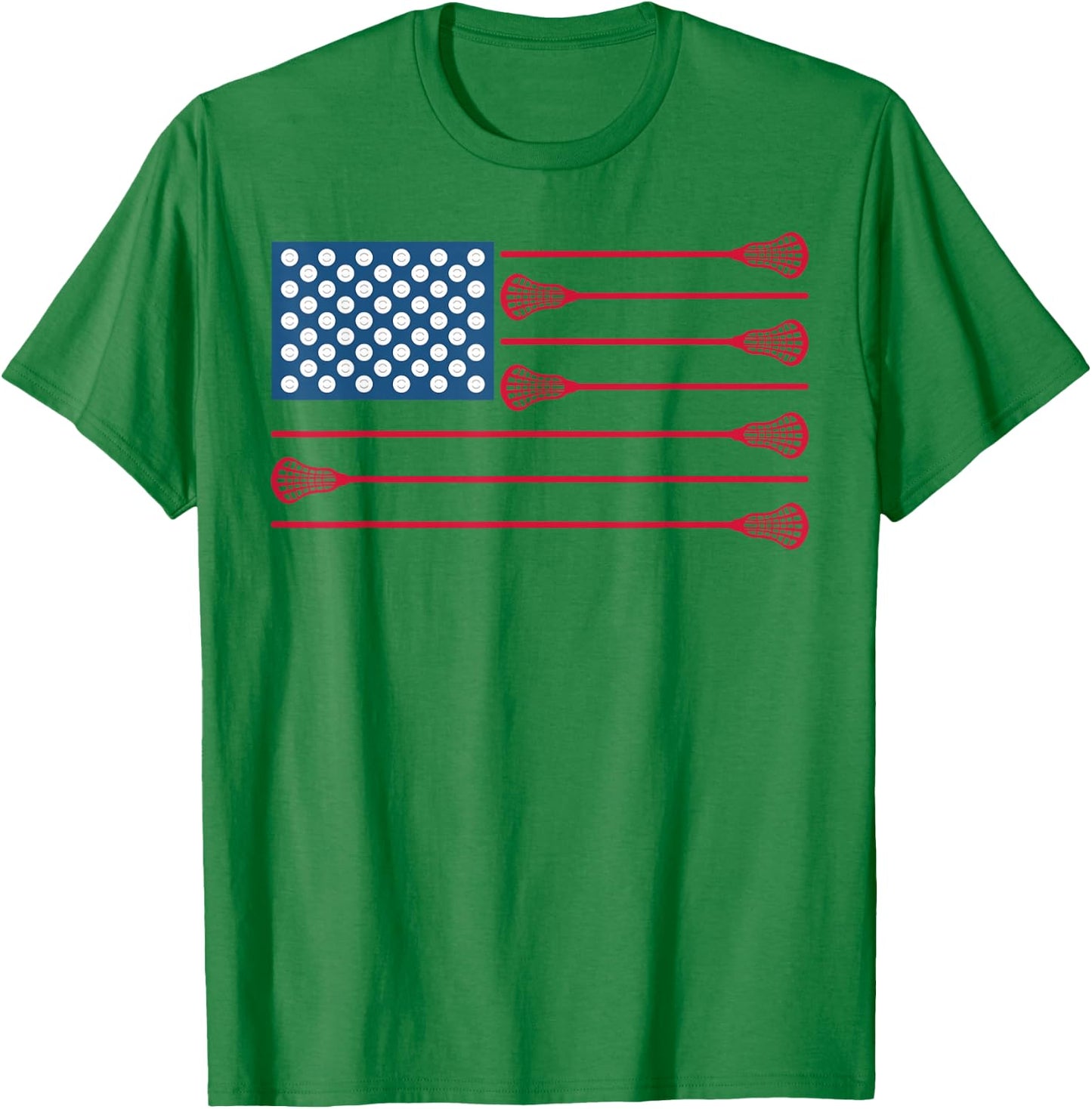 Lacrosse American Flag Cool Lacrosse Family Patriotic Lax T-Shirt - T-Shirt | Irish Green