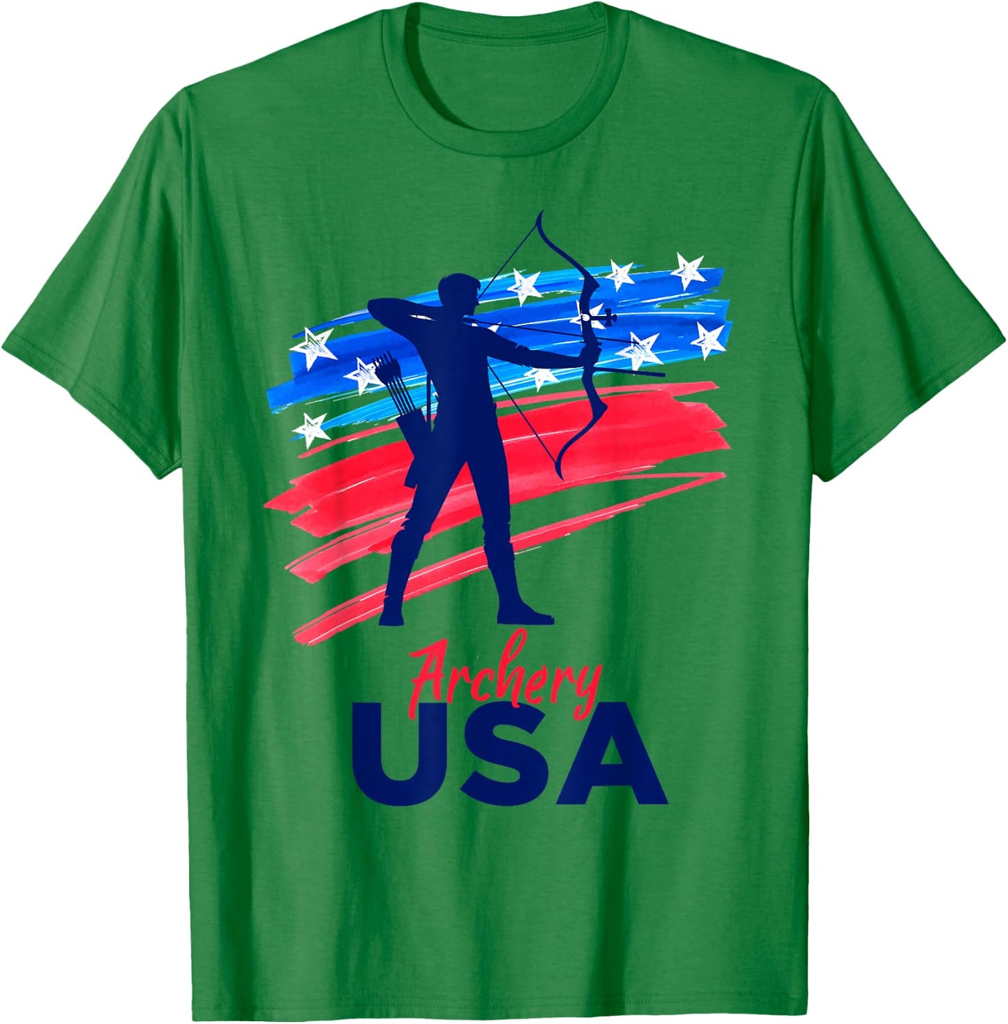 Archery Sport Archer Support Team Flag USA American T-Shirt - T-Shirt | Irish Green
