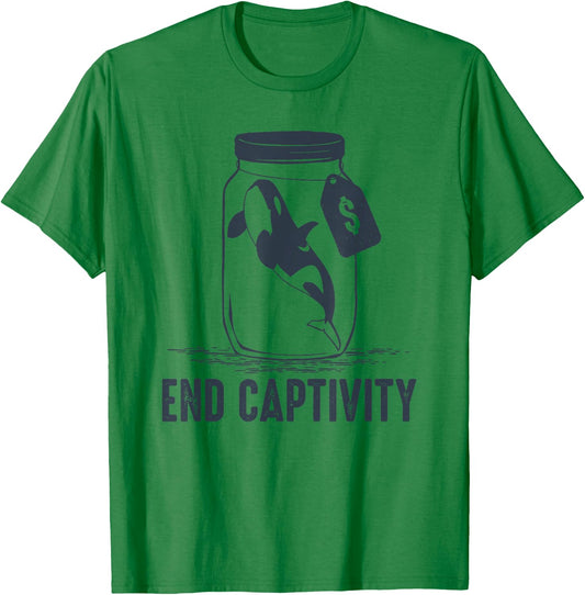 End Captivity - Free the Orca Whales T-Shirt - T-Shirt | Irish Green
