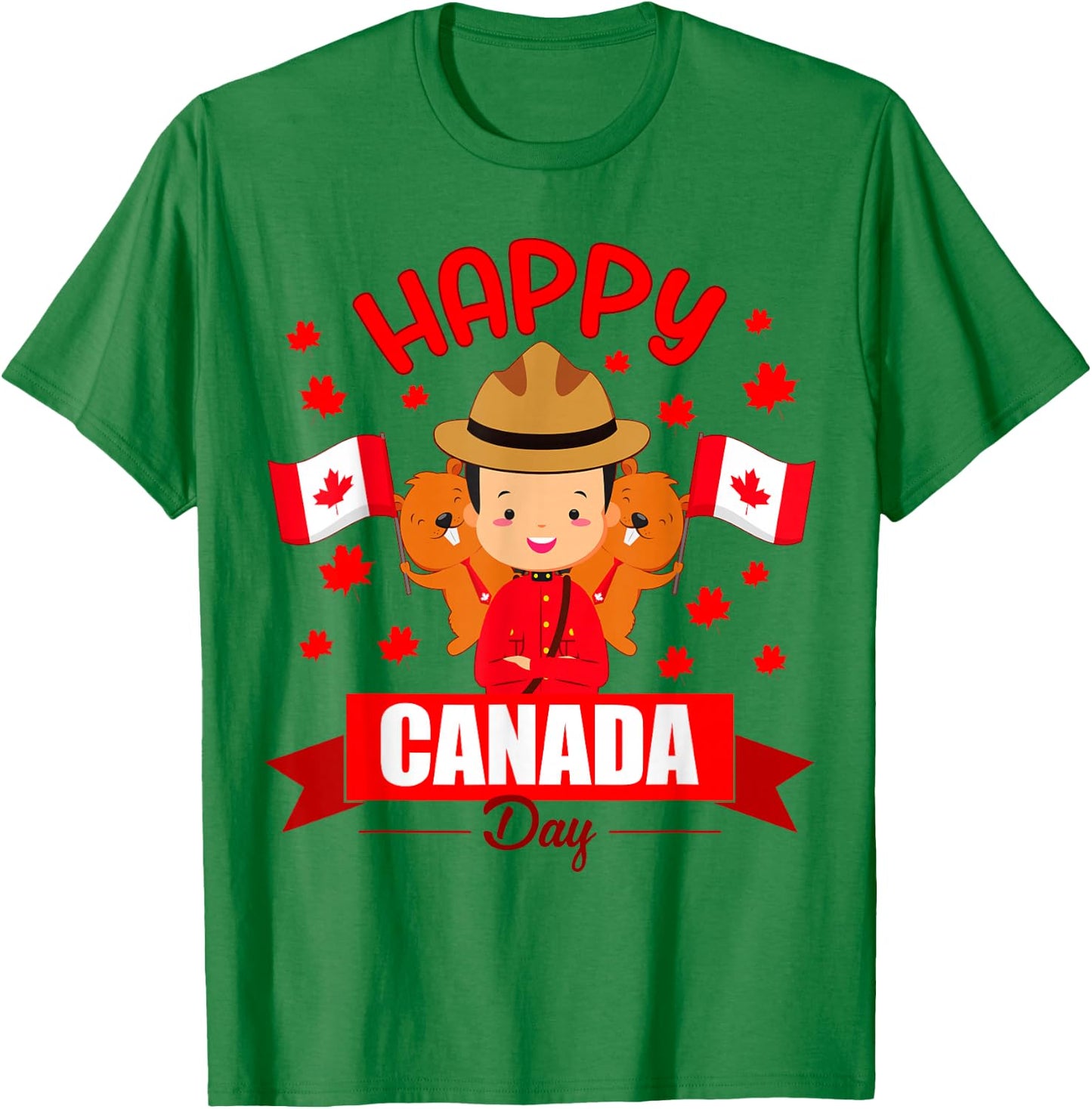 Happy Canada day Flag boys girls kids Toddler Canadian Pride T-Shirt - T-Shirt | Irish Green