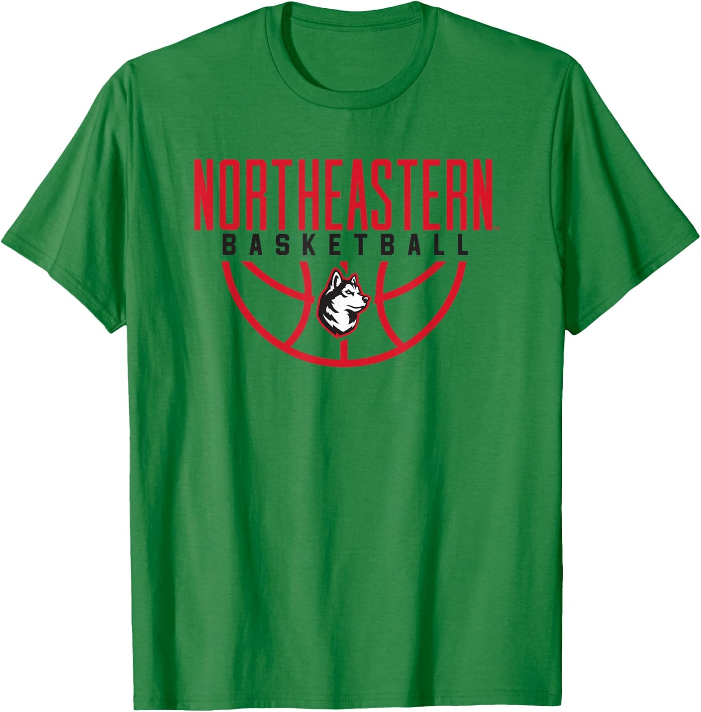 Northeastern University NEU Huskies Basketball Arch T-Shirt - T-Shirt | Irish Green