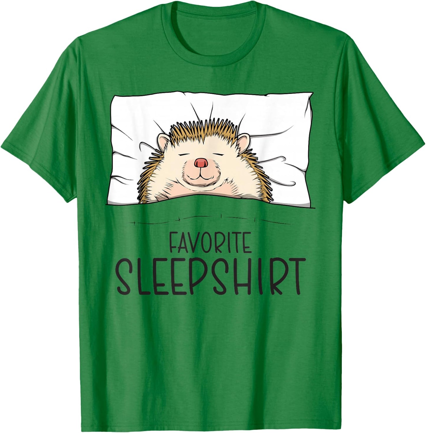 Favorite Sleepshirt, Napping Hedgehog Pajama T-Shirt - T-Shirt | Irish Green