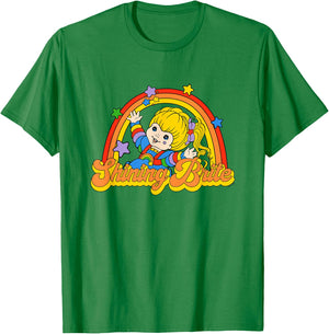 Rainbow Brite Shining Brite Girl Vintage Big Chest Logo T-Shirt - T-Shirt | Irish Green