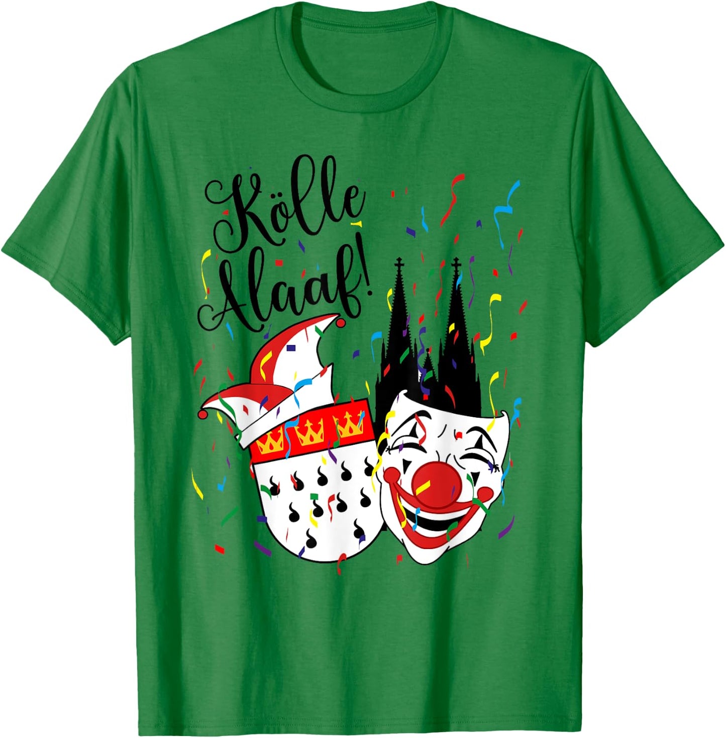 Karneval Fasching Konfetti Party Alaaf Kostüm Kölle Alaaf Confetti Carnival Parade for Adults, Children, Multicoloured, Small, Short Sleeves, Spring, 1 Count T-Shirt - T-Shirt | Irish Green