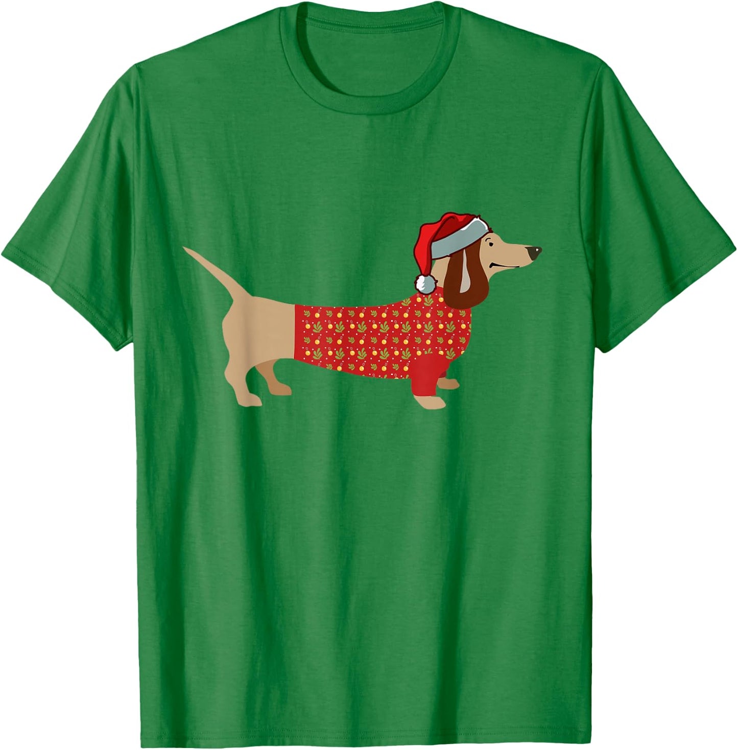Christmas Weiner Daschund Doxie in Dog Dress Women Kids T-Shirt - T-Shirt | Irish Green