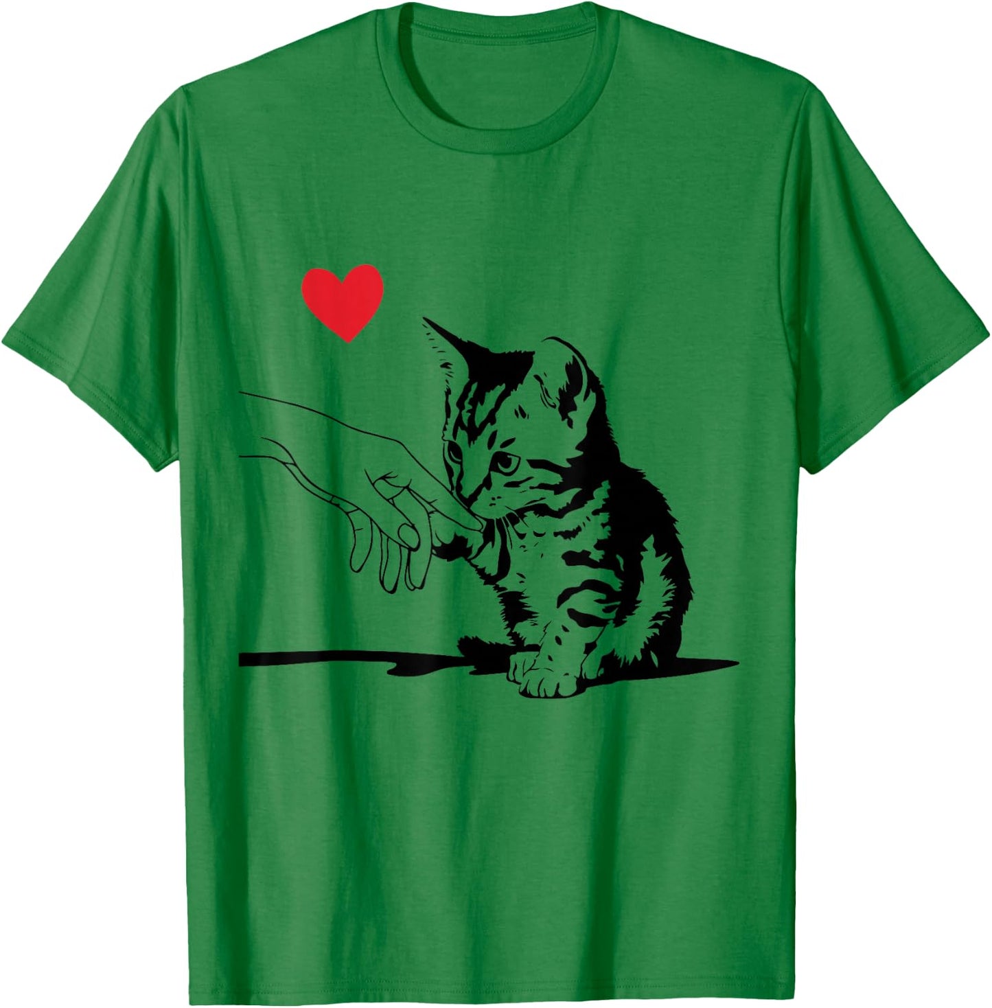 Cute Tabby Cat Love Heart Kitten Mom Dad Toddler Lover Gift T-Shirt - T-Shirt | Irish Green