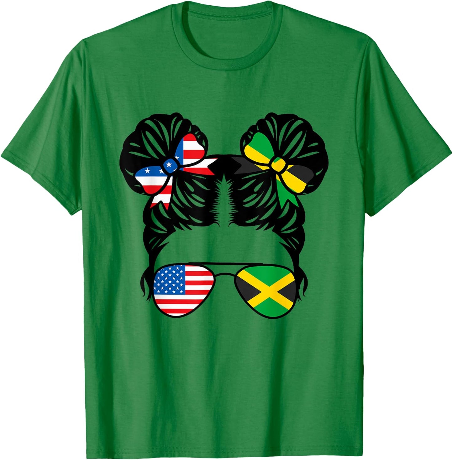 Half American Half Jamaican Girl USA Jamaica Flag Patriot T-Shirt - T-Shirt | Irish Green