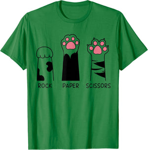 Rock Papierschere Katze Pfoten Niedlich Kätzchen Liebhaber Katze T-Shirt - T-Shirt | Irish Green