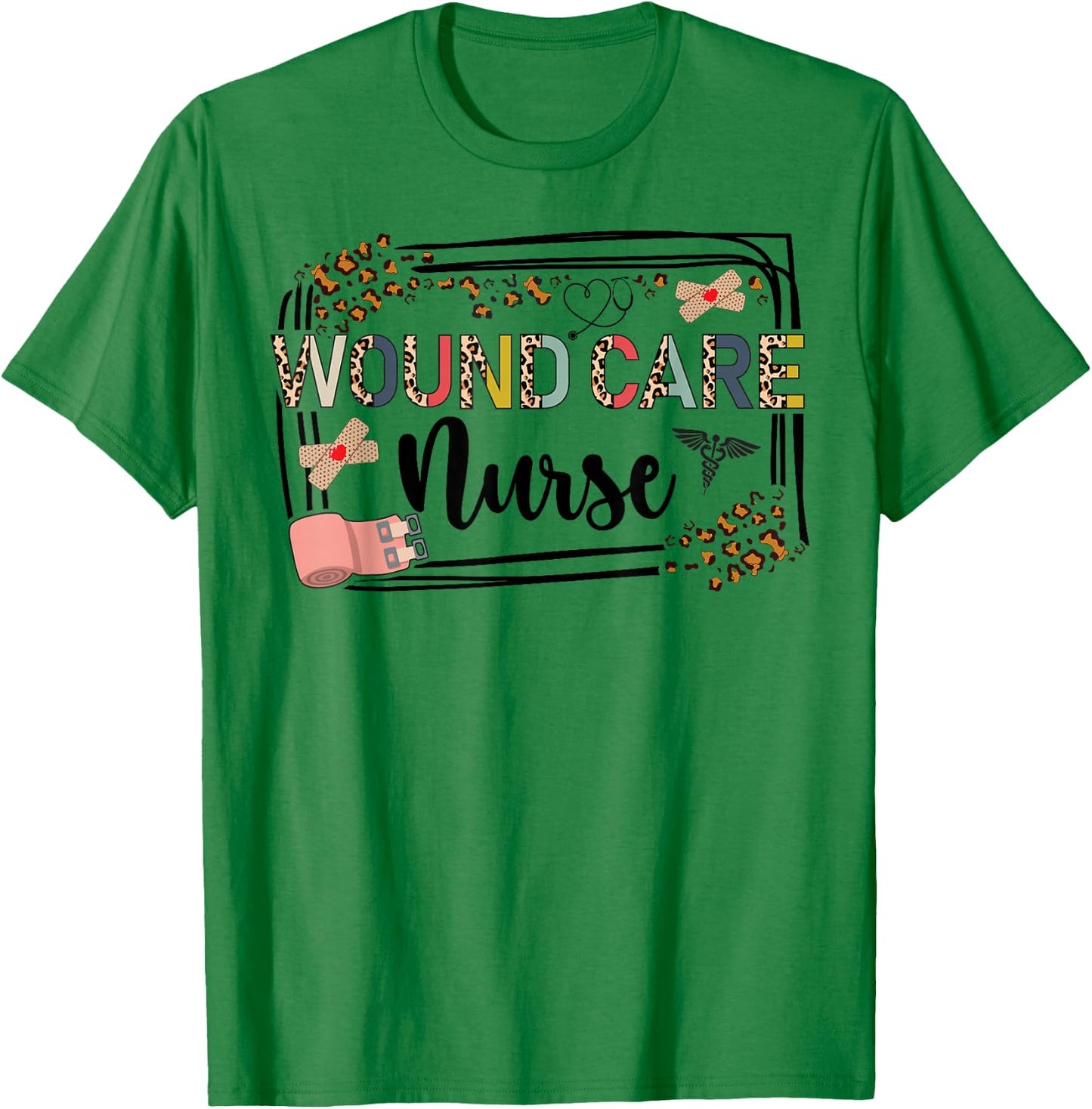 Wound Care Nurse Leopard Wound Nurse Wound Care Nursing T-Shirt - T-Shirt | Irish Green