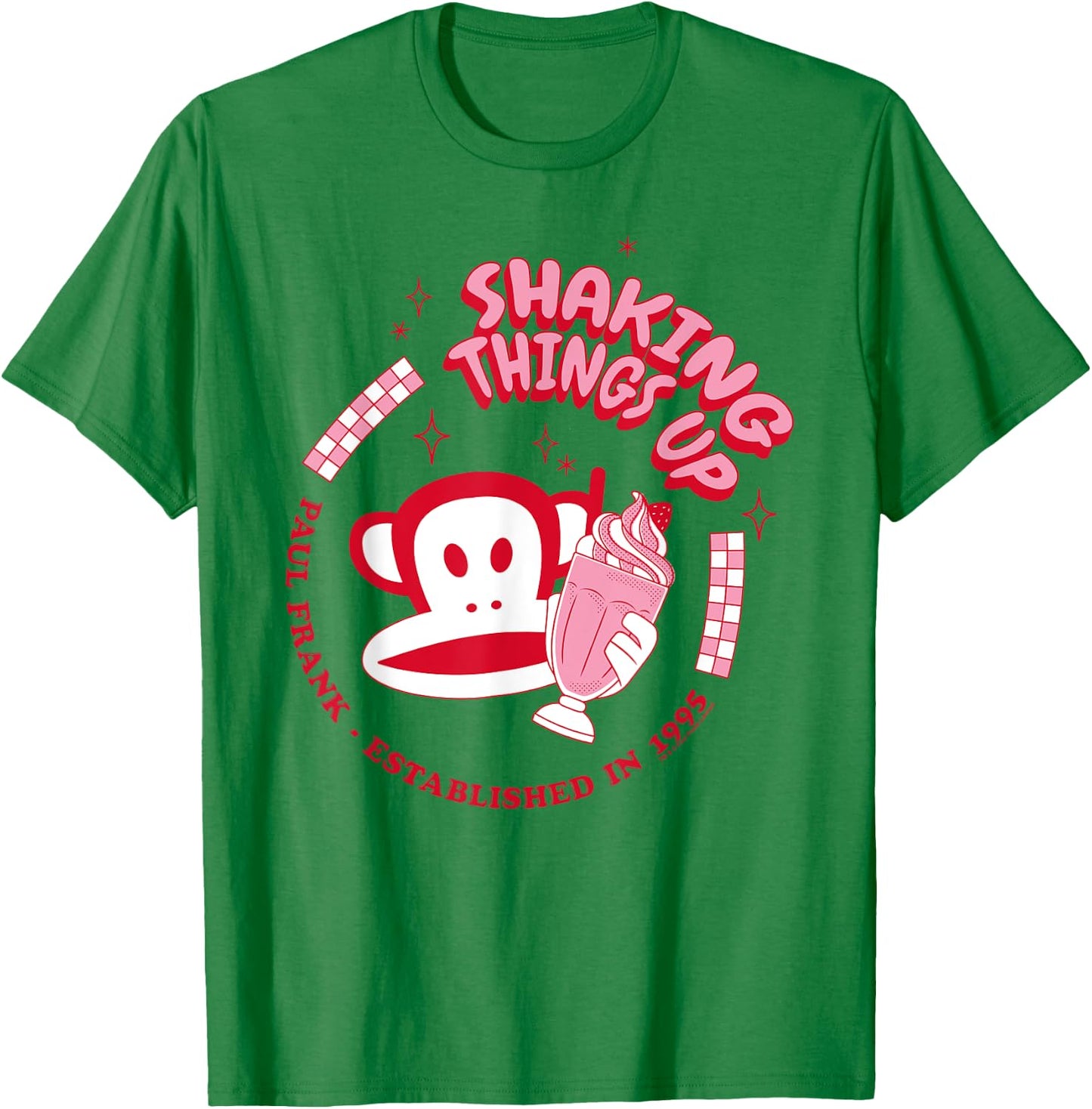Paul Frank Red Julius Monkey Shaking Things Up Milkshake, white, S T-Shirt - T-Shirt | Irish Green