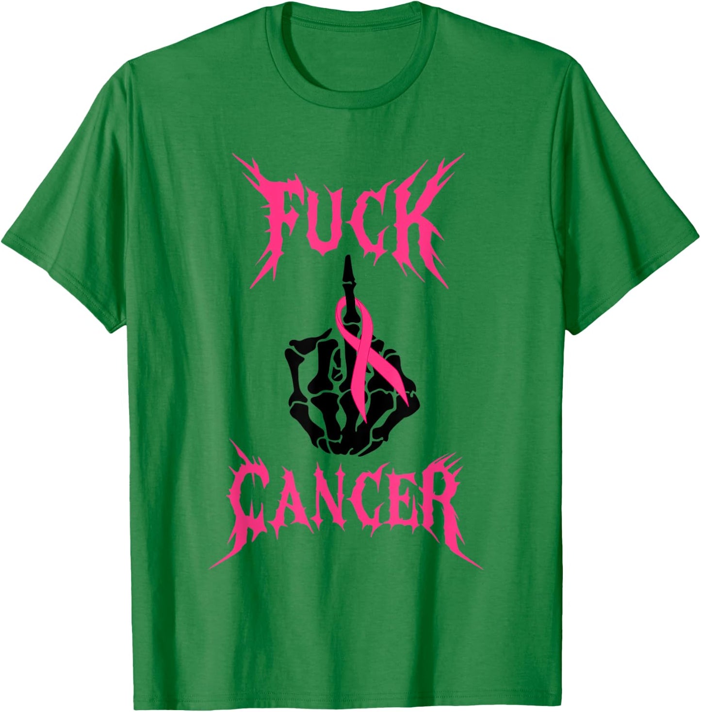 Fuck Cancer Rock Tattoos Warrior Pink Ribbon Breast Cancer T-Shirt - T-Shirt | Irish Green