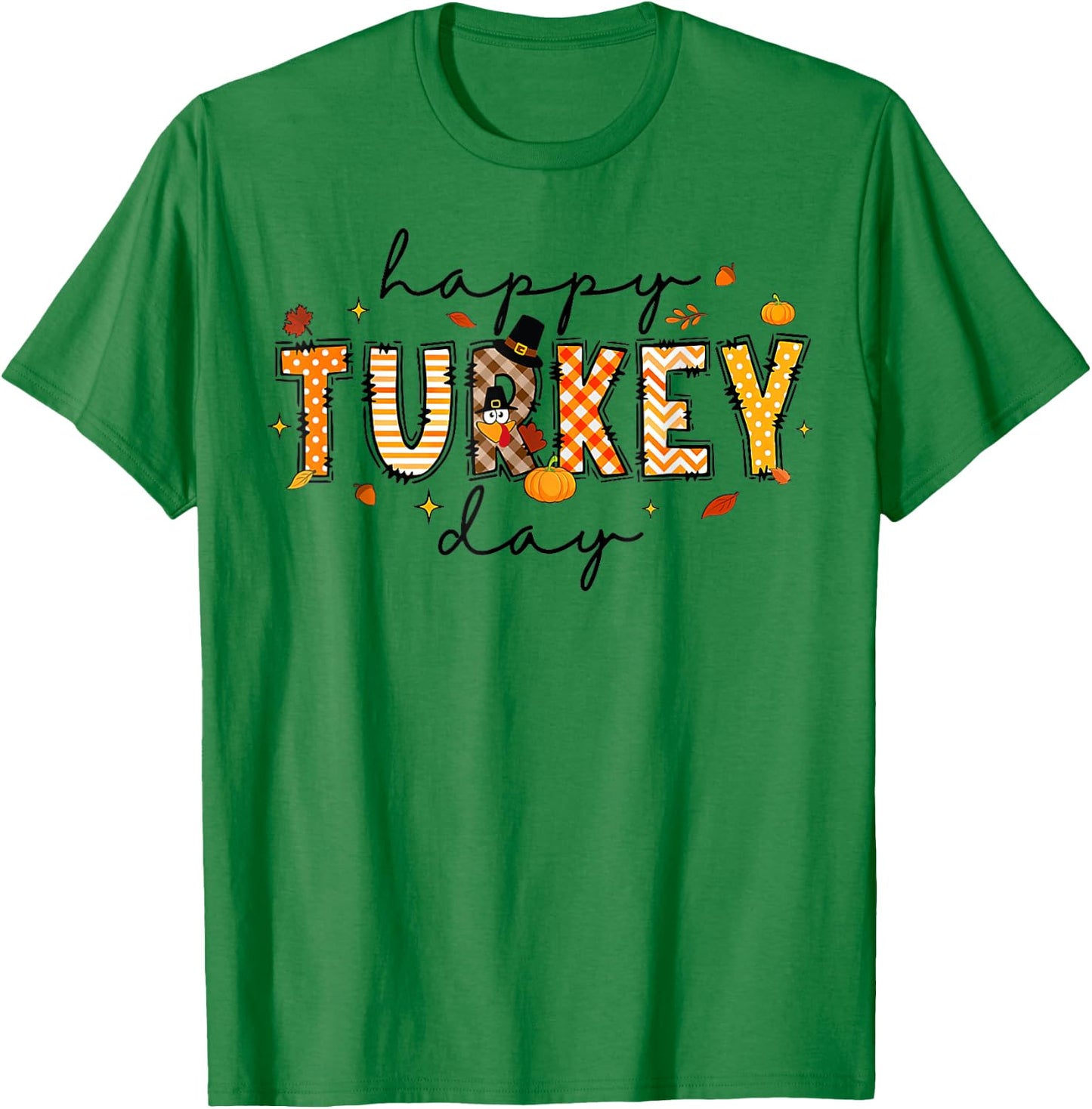 Happy Turkey Day Cute Turkey Thanksgiving Women Kids T-Shirt - T-Shirt | Irish Green