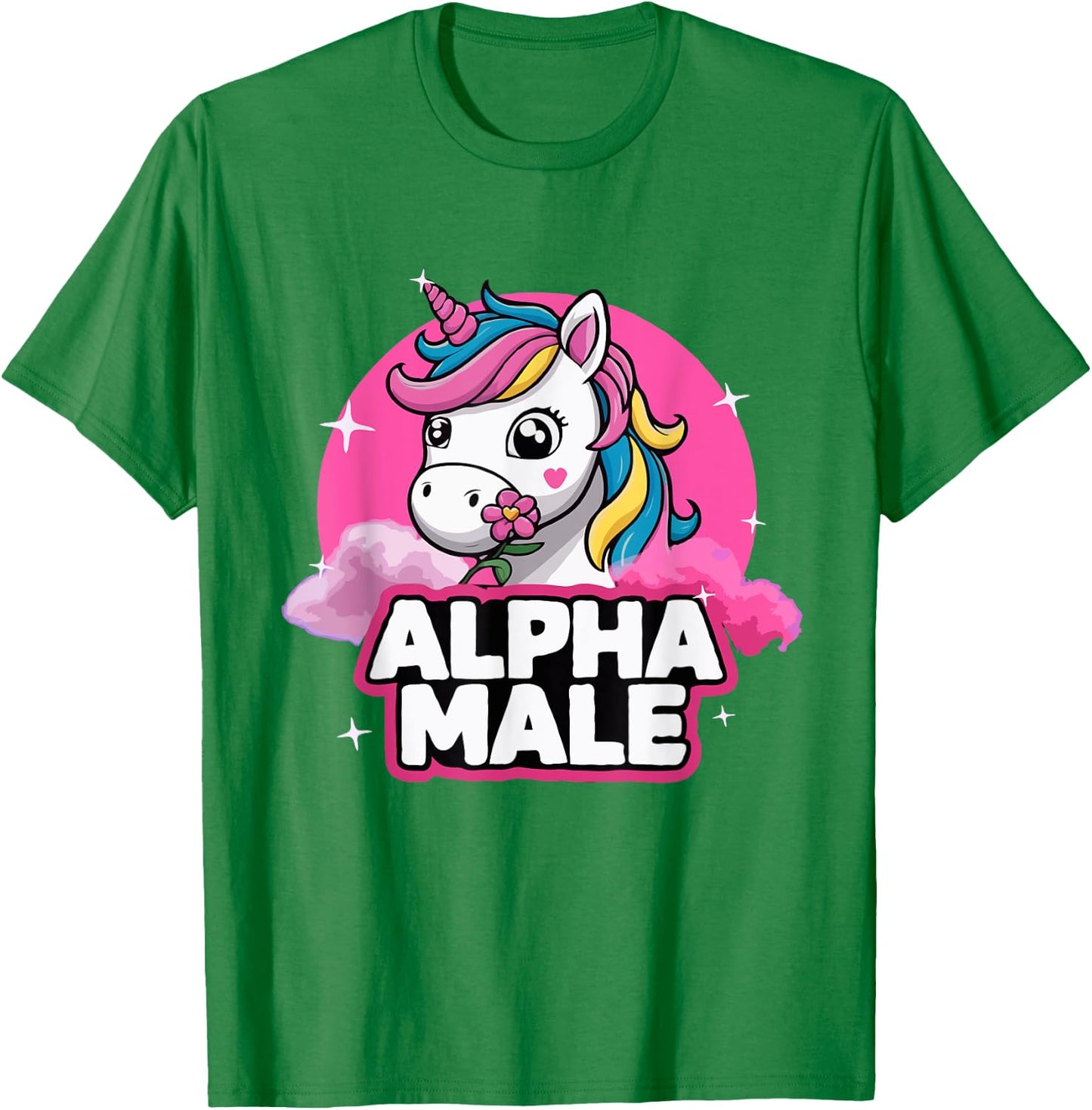 Alpha Male Unicorn Pride Month Rainbow Design T-Shirt - T-Shirt | Irish Green
