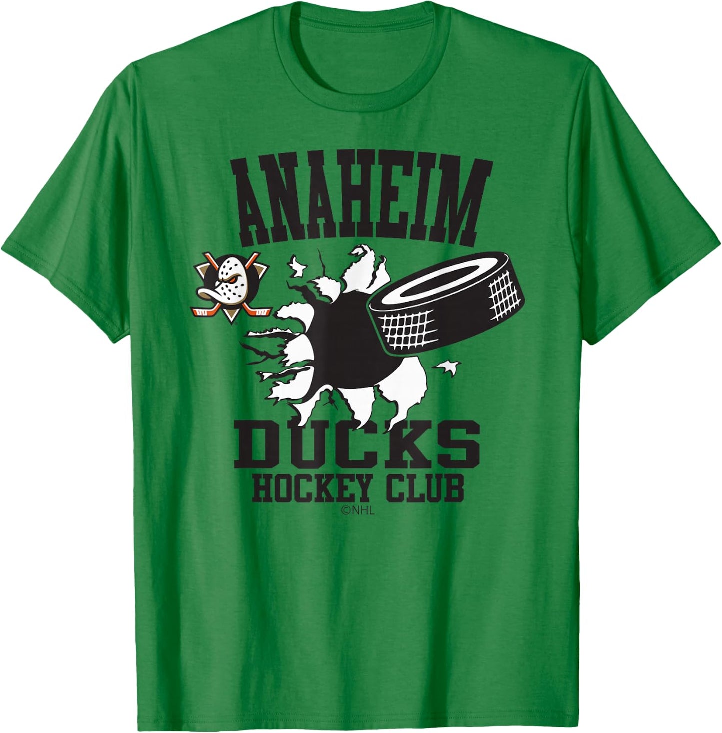 Anaheim Ducks Hockey Puck Burst Orange Officially Licensed T-Shirt - T-Shirt | Irish Green