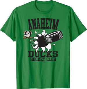 Anaheim Ducks Hockey Puck Burst Orange Officially Licensed T-Shirt - T-Shirt | Irish Green