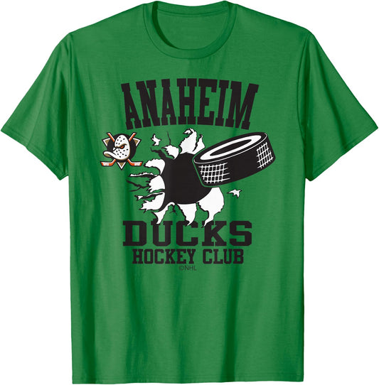 Anaheim Ducks Hockey Puck Burst Orange Officially Licensed T-Shirt - T-Shirt | Irish Green