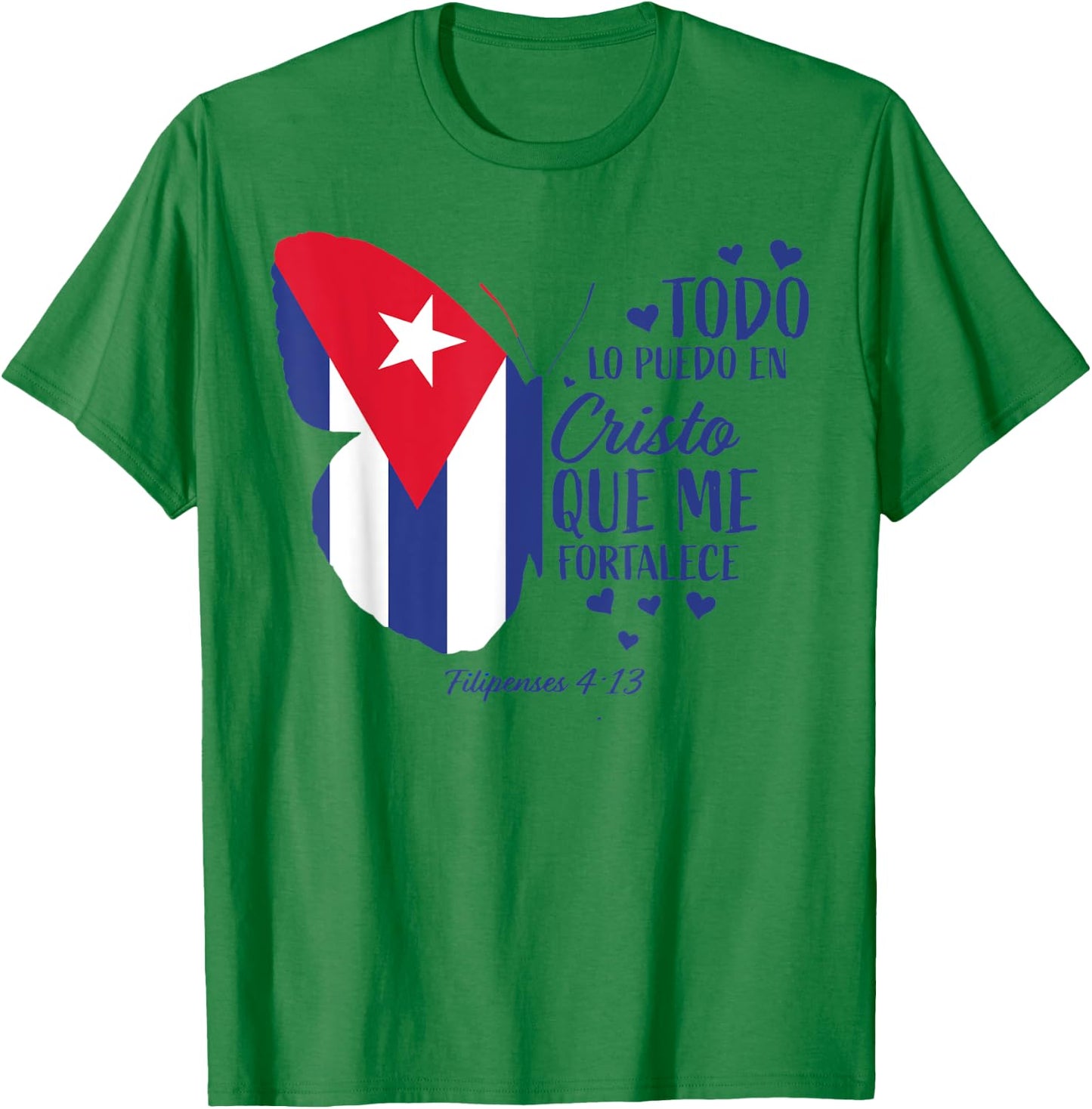 Regalos Cristianos Mujeres Mariposa Cristo Bandera Cubana T-Shirt - T-Shirt | Irish Green