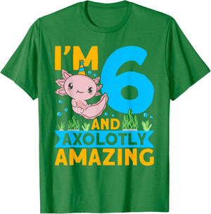 I'm 6 and axolotly amazing 6th Birthday Kids Axolotl T-Shirt - T-Shirt | Irish Green