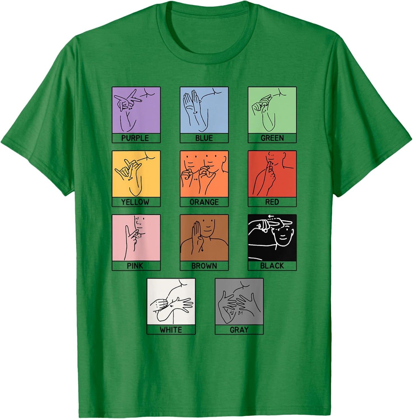 Colors ASL Sign Language Deaf Sign Language Simple Asl T-Shirt - T-Shirt | Irish Green