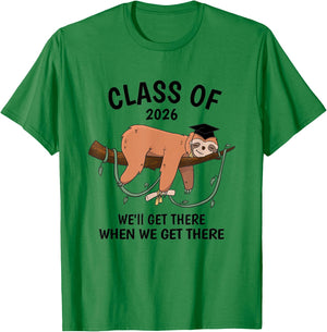 2026 Class Graduation Sloth Class Of 2026 T-Shirt - T-Shirt | Irish Green