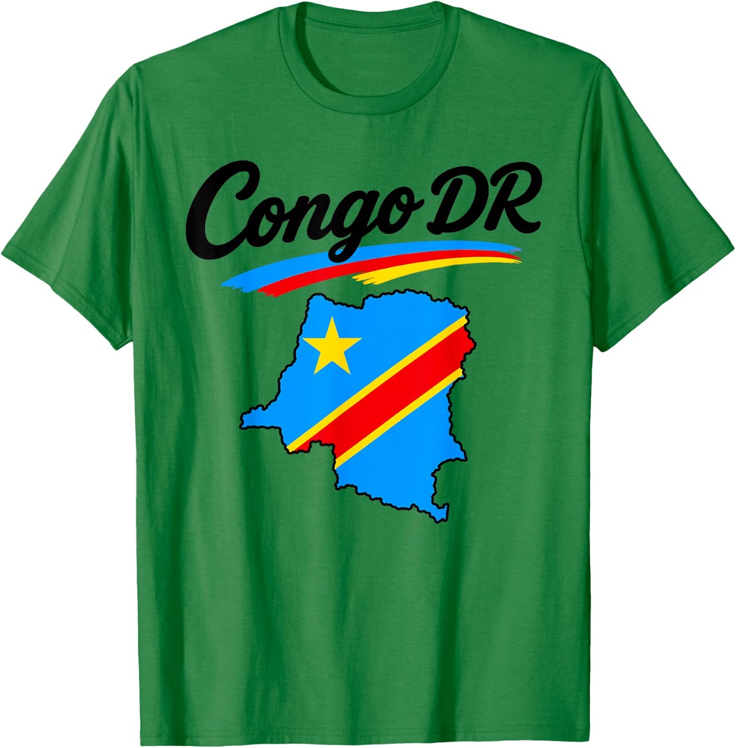 Congo DR Flag Map Script Athletic Men Women Youths T-Shirt - T-Shirt | Irish Green