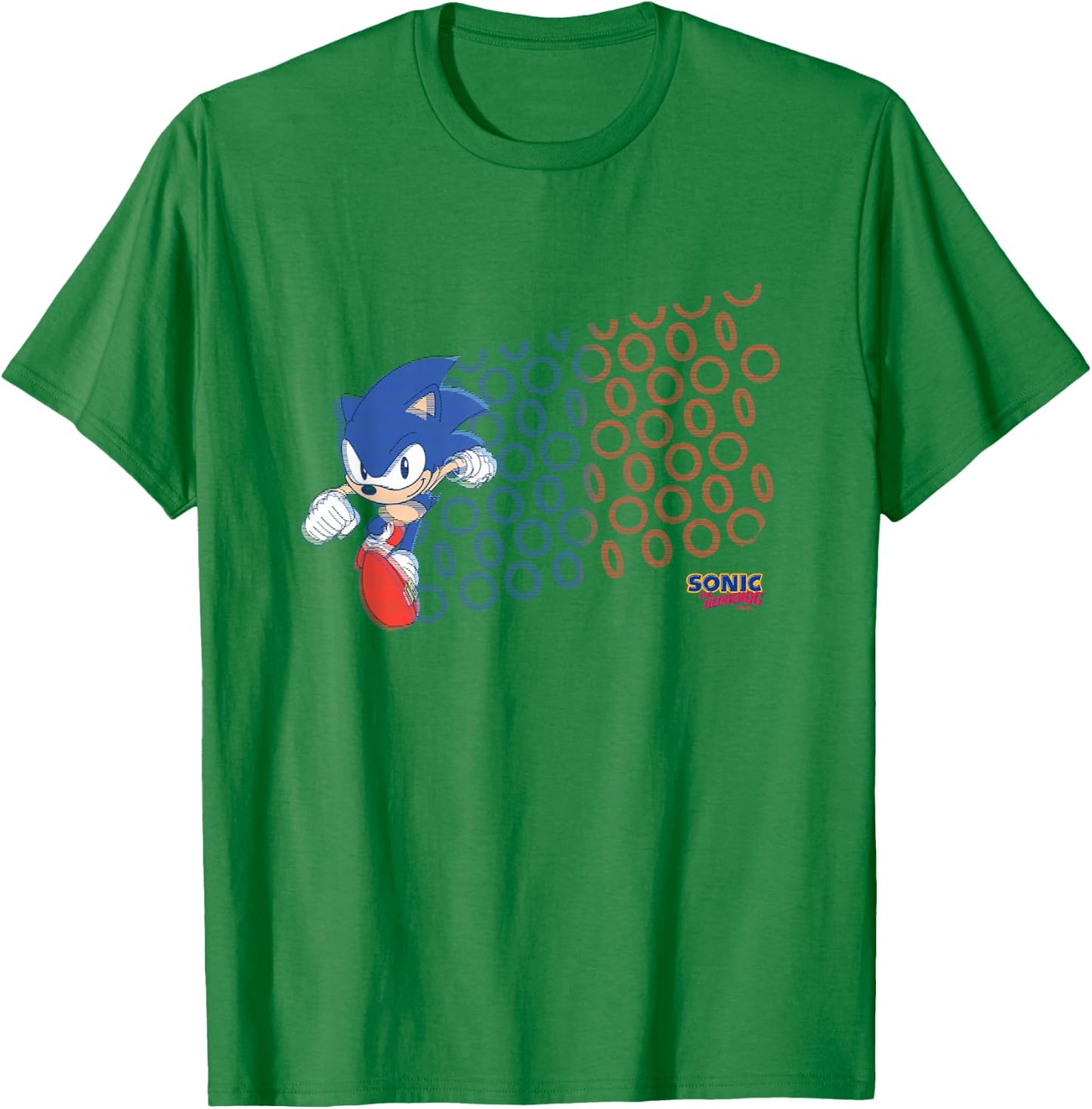 Sonic The Hedgehog Americana Red & Blue Rings Vintage T-Shirt - T-Shirt | Irish Green