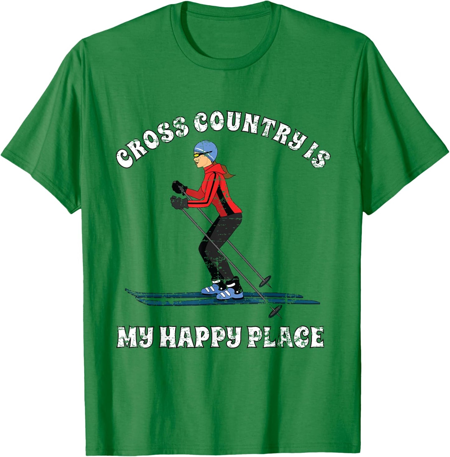 Cross Country is My Happy Place Ski Lovers T Shirt T-Shirt - T-Shirt | Irish Green