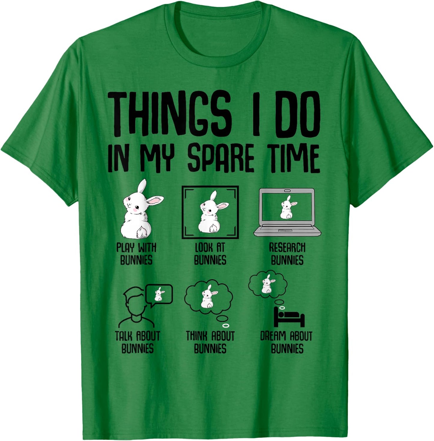 Things I Do In My Spare Time Bunny Rabbit Girls Kids T-Shirt - T-Shirt | Irish Green