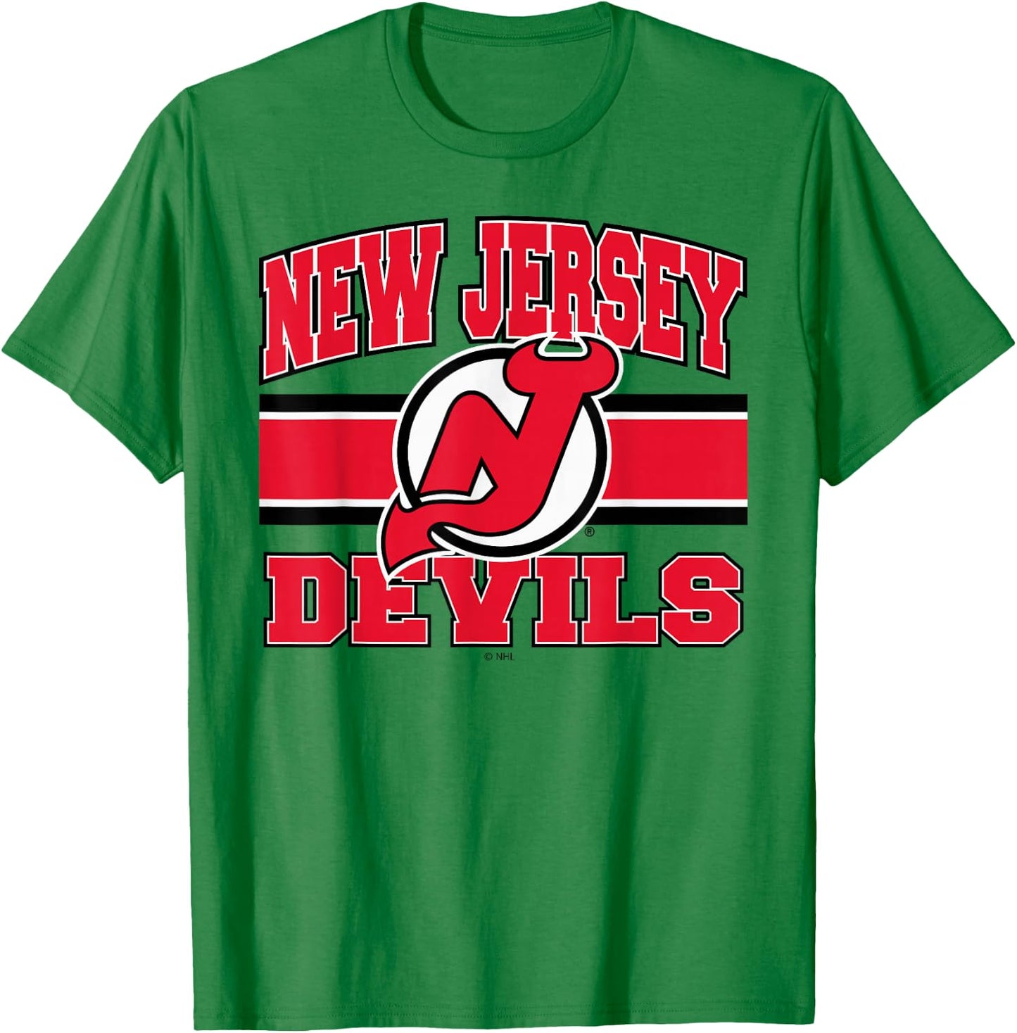 New Jersey Devils Stripe Gray Officially Licensed T-Shirt - T-Shirt | Irish Green