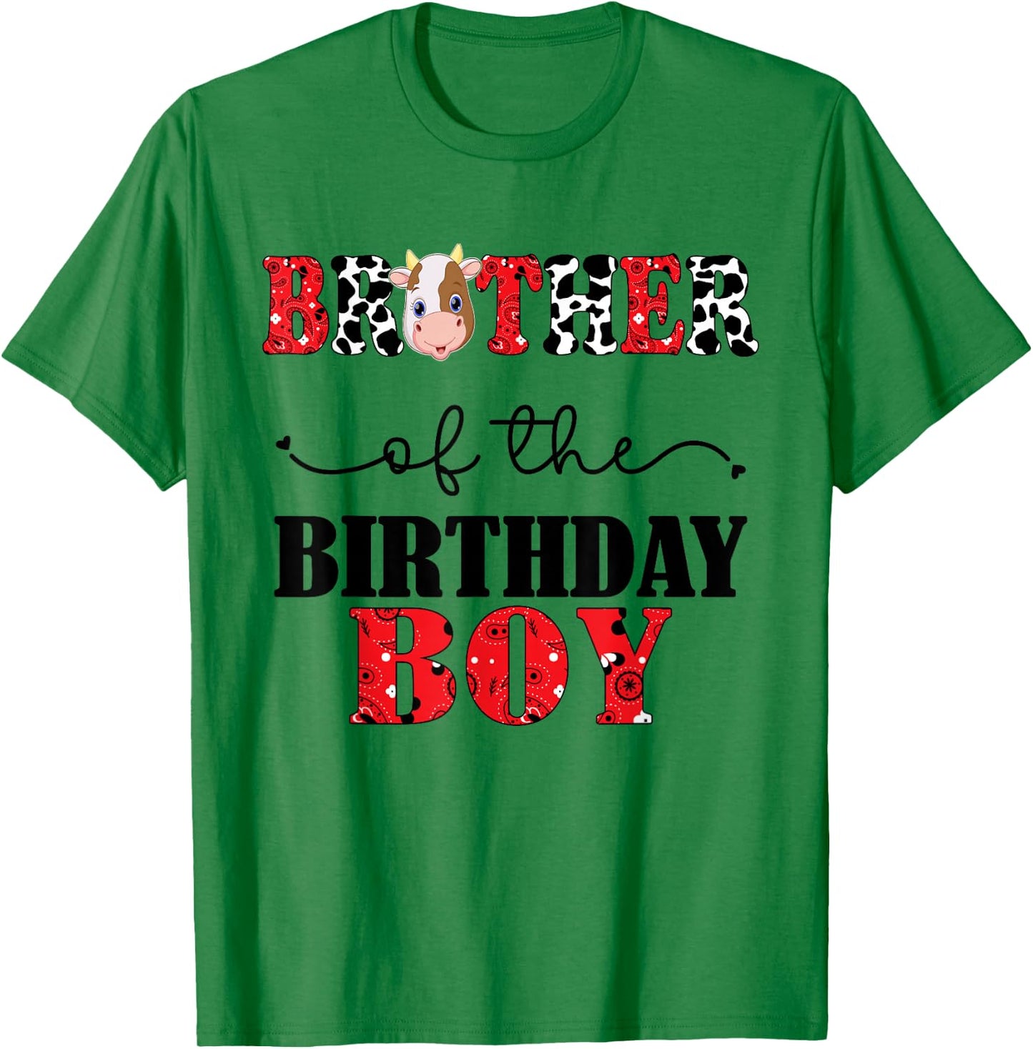 Brother of The Birthday For Boy Cow Farm 1st Birthday Cow T-Shirt - T-Shirt | Irish Green