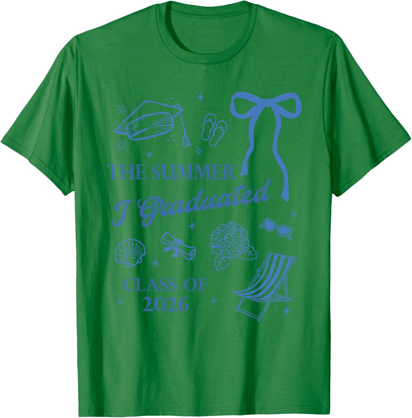 The Summer I Graduated Class of 2026 Seashell Coastal Beach T-Shirt - T-Shirt | Irish Green