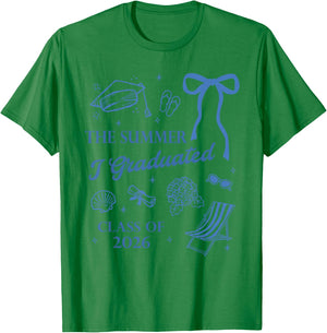 The Summer I Graduated Class of 2026 Seashell Coastal Beach T-Shirt - T-Shirt | Irish Green