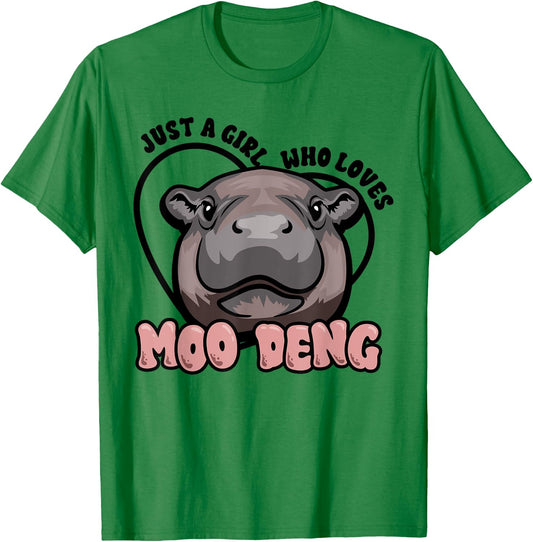 Moo Deng Just a Girl Who Loves Hippos Gift , grey, S T-Shirt - T-Shirt | Irish Green