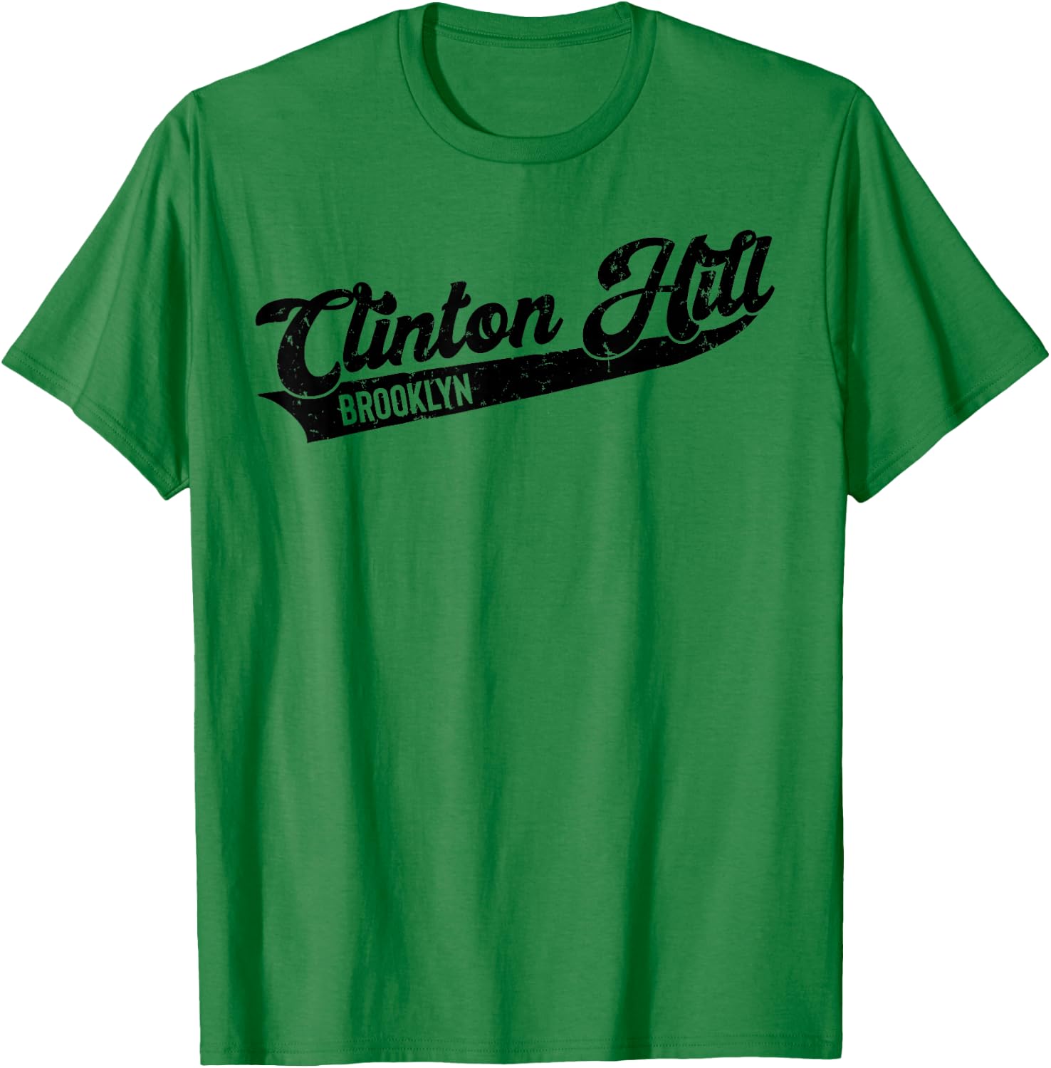 Clinton Hill Brooklyn Typographic Distressed Design. T-Shirt - T-Shirt | Irish Green