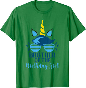 Unicorn Brother Of The Birthday Girl Themed Family Birthday T-Shirt - T-Shirt | Irish Green
