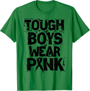 Tough Boys Wear Pink Funny Breast Cancer Awareness Men Kids T-Shirt - T-Shirt | Irish Green