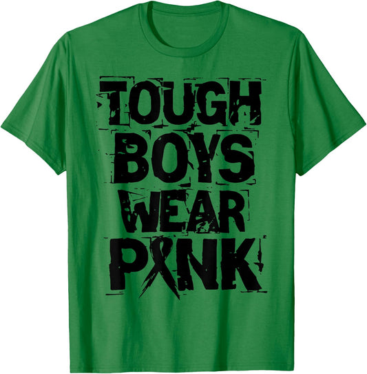 Tough Boys Wear Pink Funny Breast Cancer Awareness Men Kids T-Shirt - T-Shirt | Irish Green