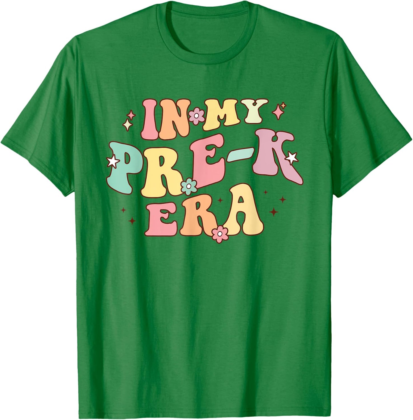 In My Pre-K Era Retro Back To School Groovy Teacher Student T-Shirt - T-Shirt | Irish Green